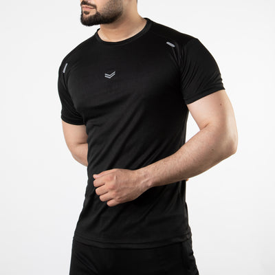 Black Quick Dry T-Shirt with Small Front Reflectors