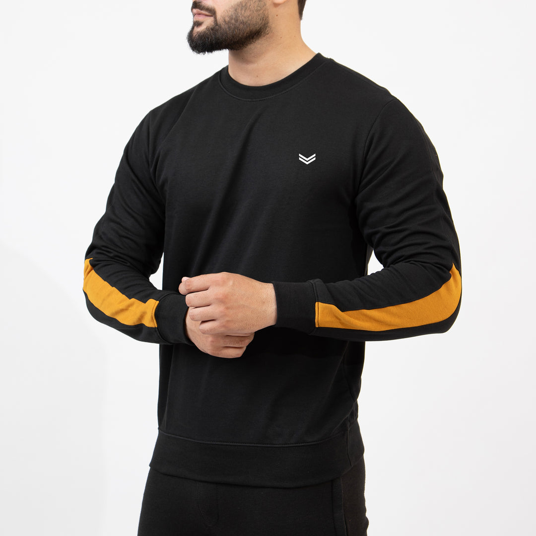 Black Sweatshirt with Mustard Half Panels