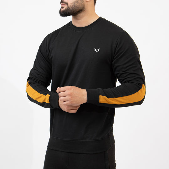 Black Sweatshirt with Mustard Half Panels