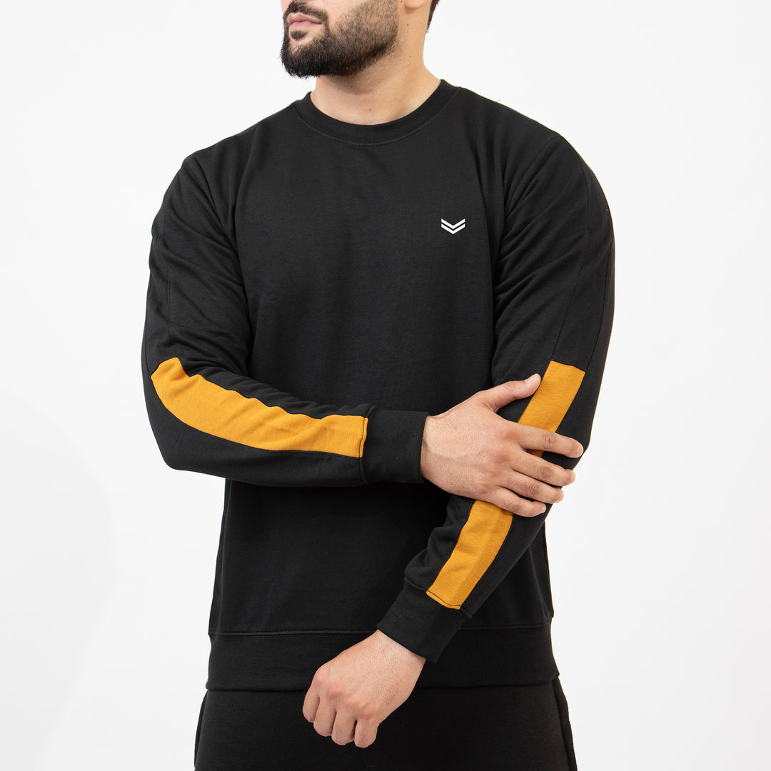 Black Sweatshirt with Mustard Half Panels