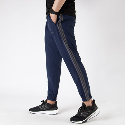 Navy Premium Micro Stretch Pants with Three Gray Stripes