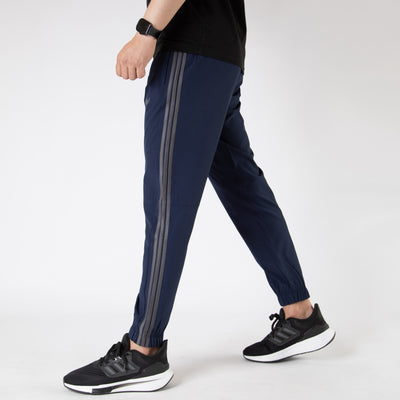 Navy Premium Micro Stretch Pants with Three Gray Stripes