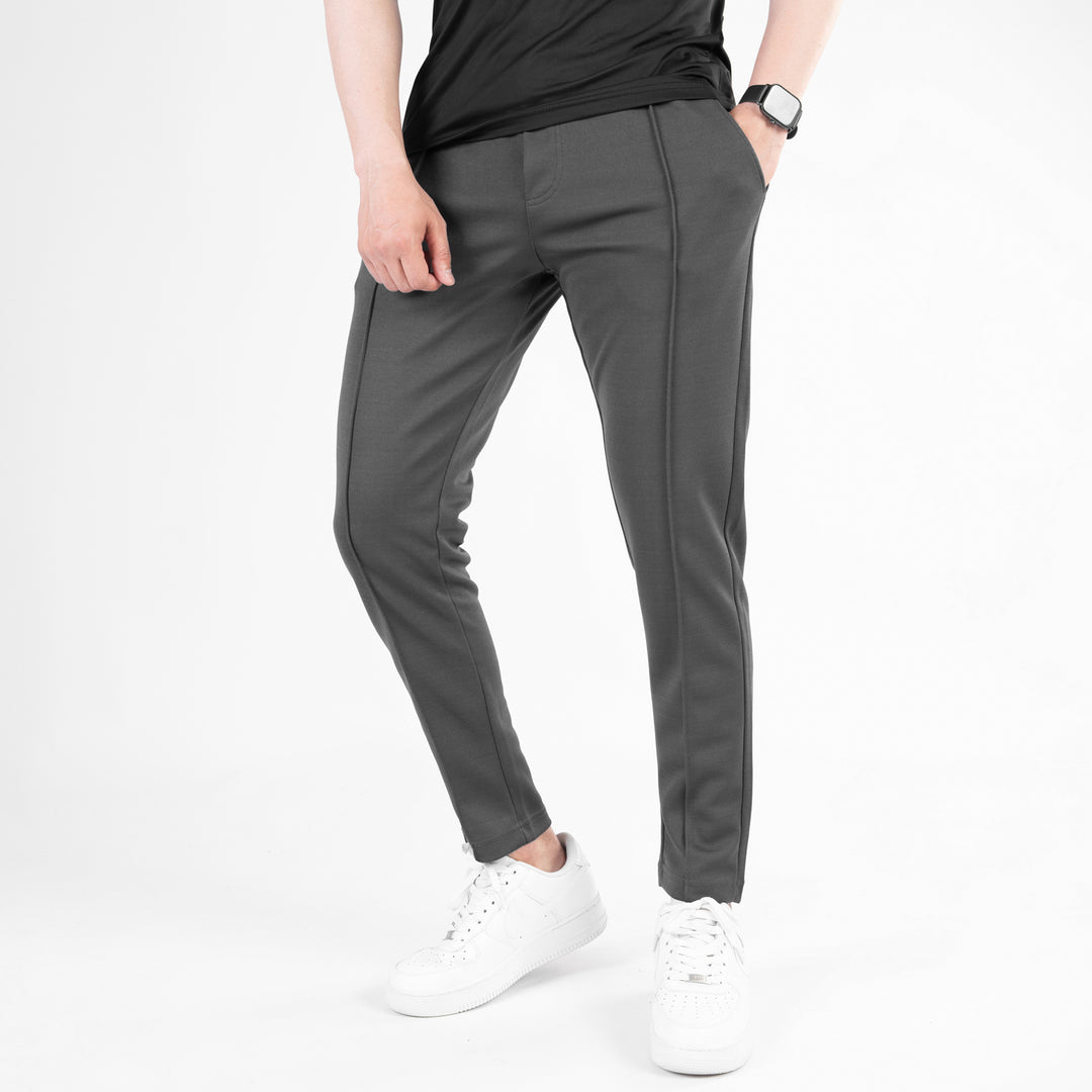 Dark Gray Fitted Front Stitch Pants