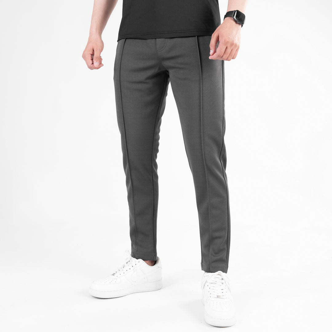 Dark Gray Fitted Front Stitch Pants