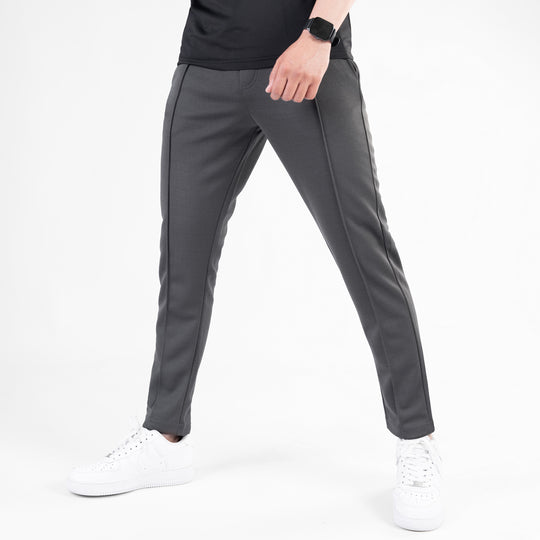 Dark Gray Fitted Front Stitch Pants
