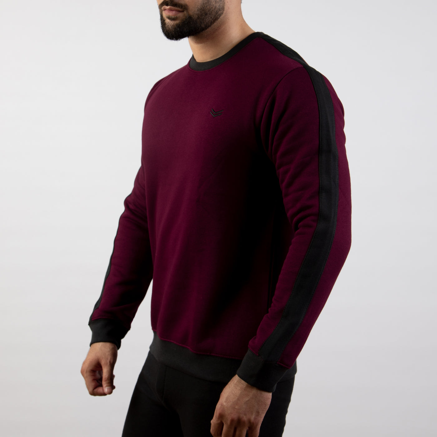 Wine Fleece Sweatshirt With Black Panels