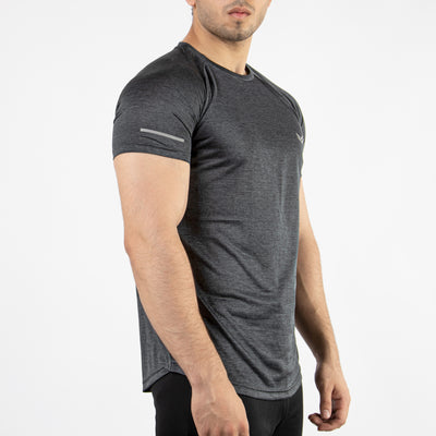 Textured Charcoal Quick Dry T-Shirt With Reflective Detailing