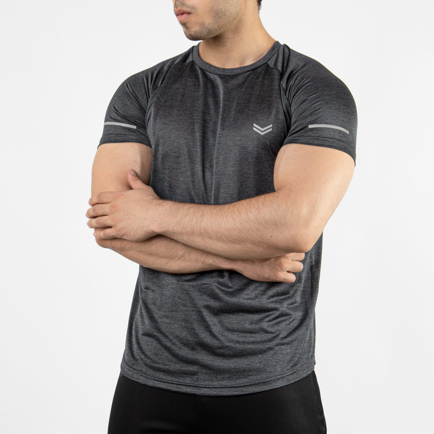 Textured Charcoal Quick Dry T-Shirt With Reflective Detailing