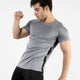 Textured Silver-Gray Quick Dry T-Shirt with Thread Detailing & Black Panel