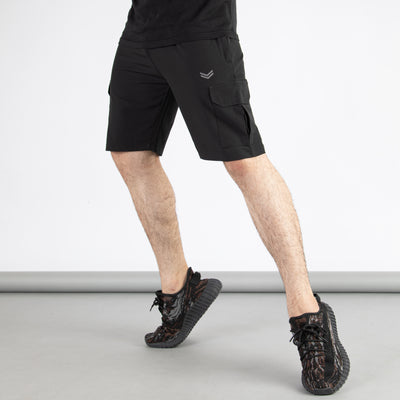 Black Premium Micro Stretch Cargo Shorts