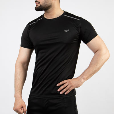 Black Quick Dry T-Shirt with Shoulder Reflectors