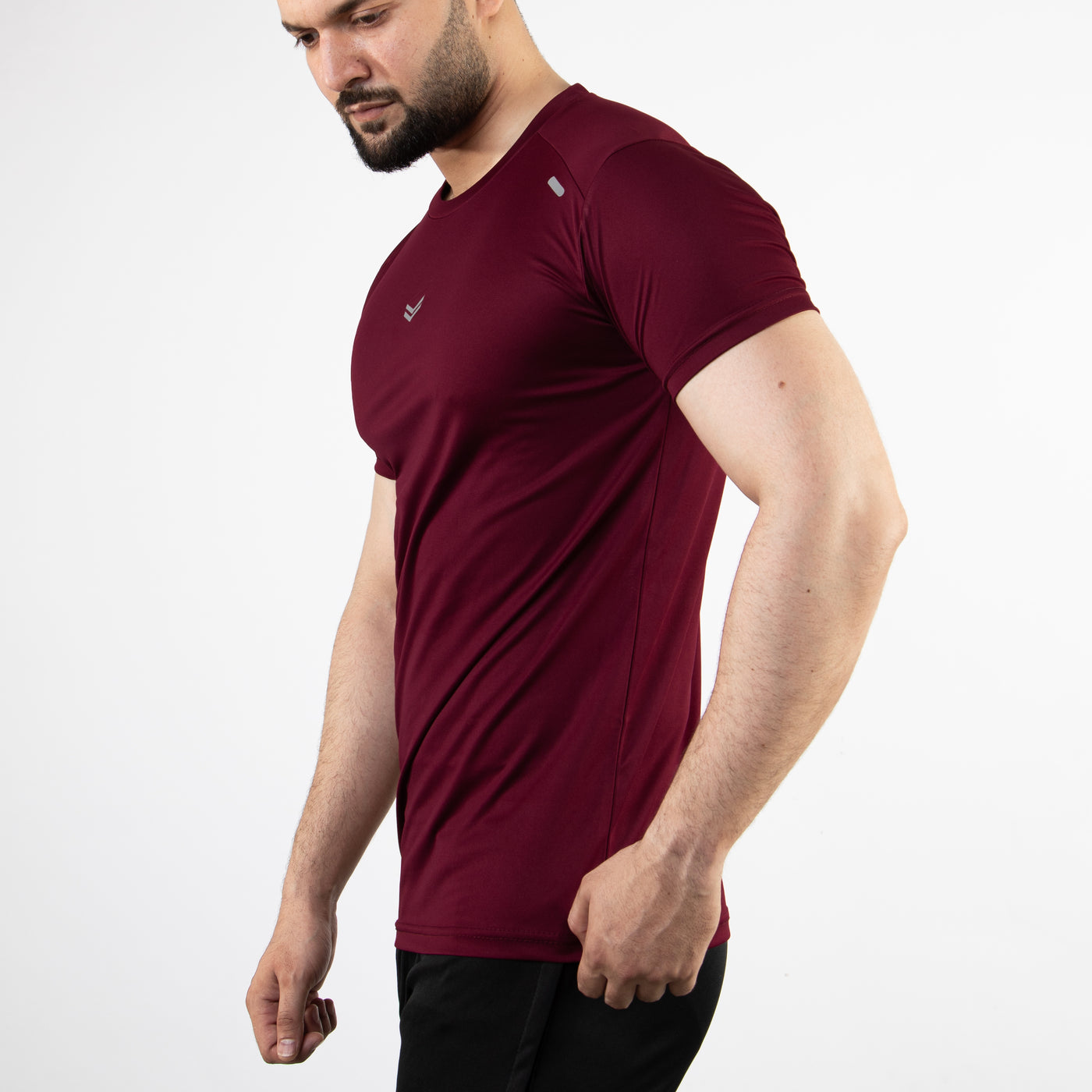 Maroon Quick Dry T-Shirt with Small Front Reflectors