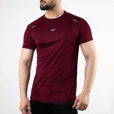 Maroon Quick Dry T-Shirt with Small Front Reflectors