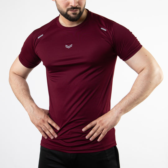 Maroon Quick Dry T-Shirt with Small Front Reflectors