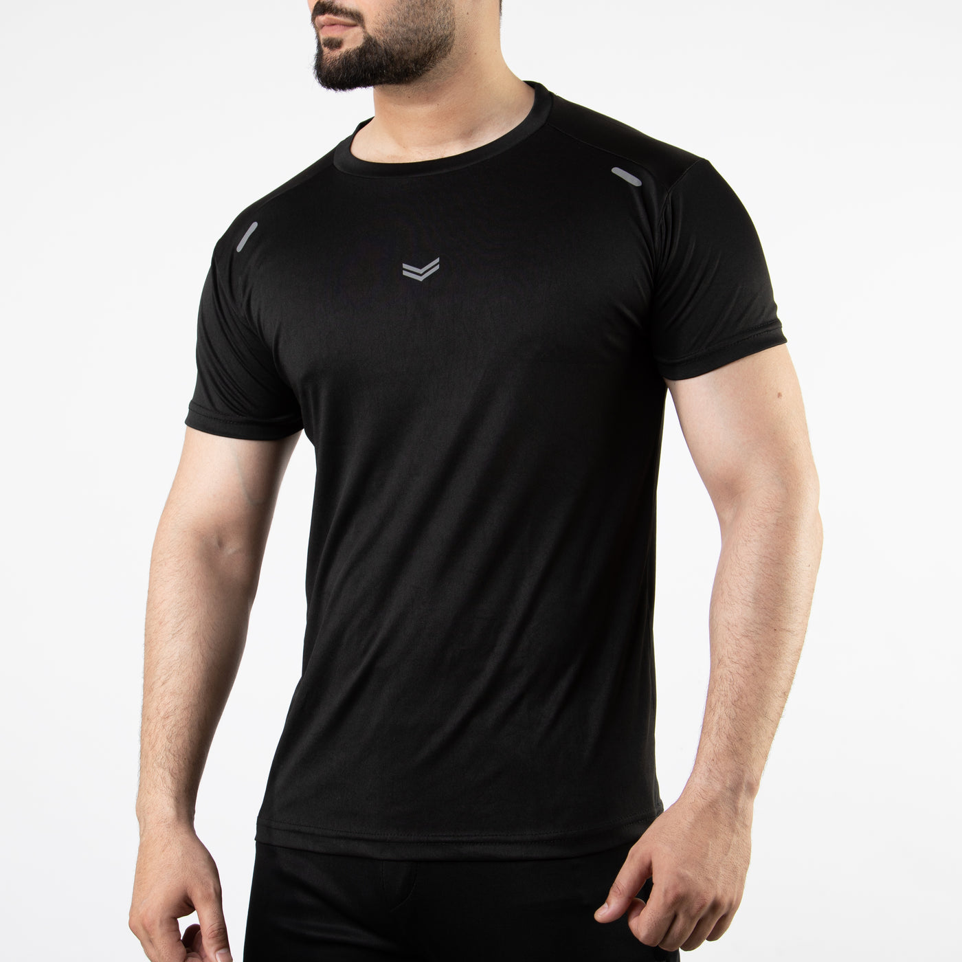 Black Quick Dry T-Shirt with Small Front Reflectors