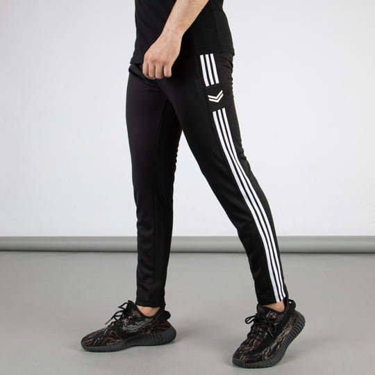 Black Quick Dry Bottoms with Logo & Three White Stripes