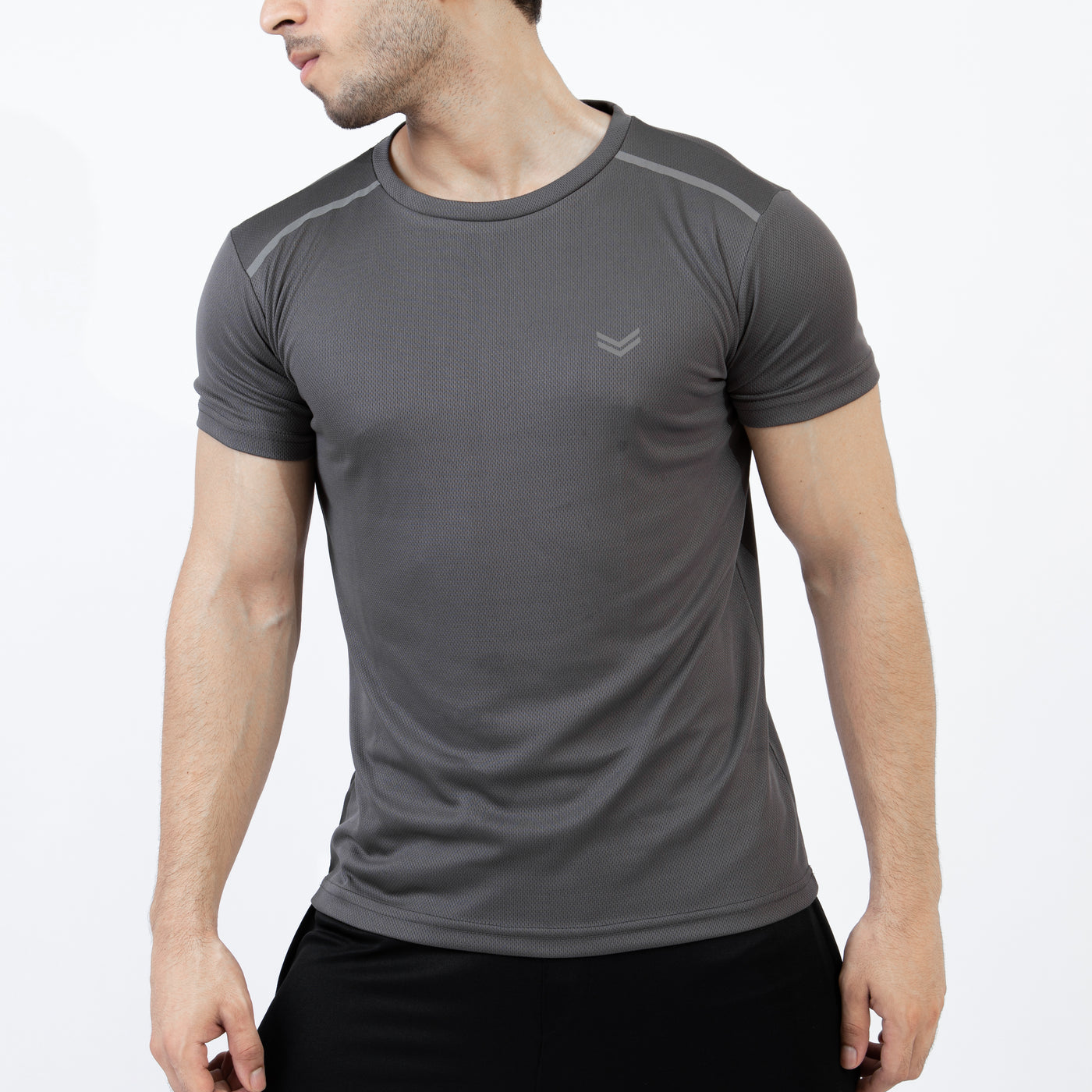 Gray Mesh Quick Dry T-Shirt with Shoulder Reflectors