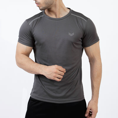 Gray Mesh Quick Dry T-Shirt with Shoulder Reflectors