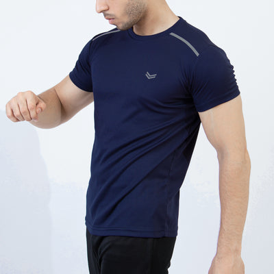 Navy Mesh Quick Dry T-Shirt with Shoulder Reflectors