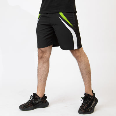 Black Sublimated Micro Shorts with Lime Green & White Lines