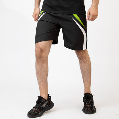 Black Sublimated Micro Shorts with Lime Green & White Lines