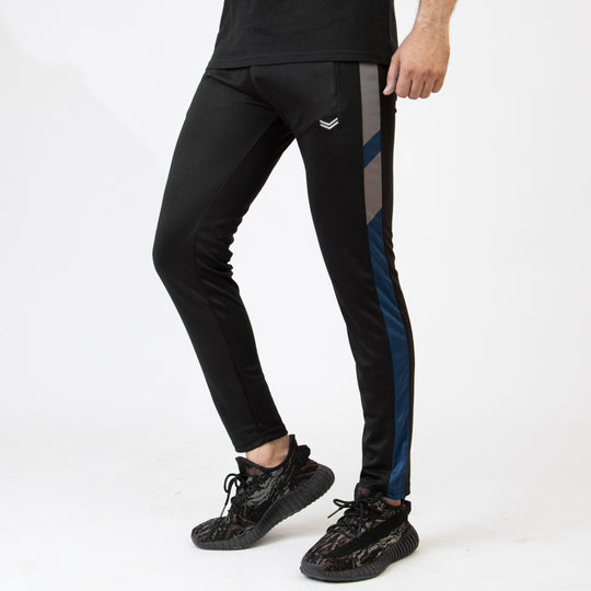 Black Quick Dry Bottoms with Gray & Sapphire Sublimated Panel