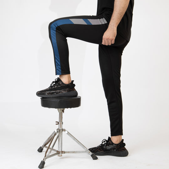 Black Quick Dry Bottoms with Gray & Sapphire Sublimated Panel