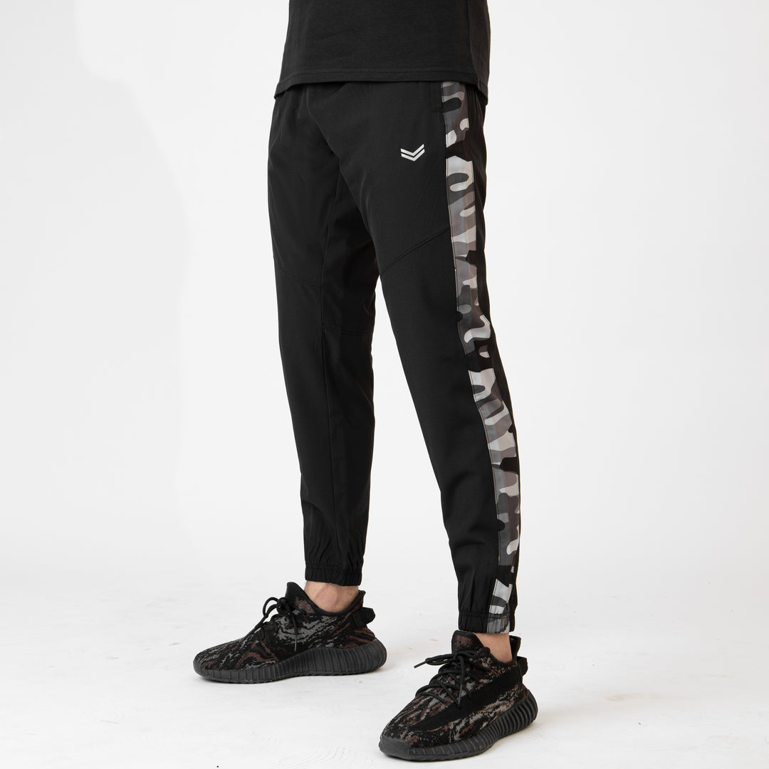 Black Premium Micro Stretch Tech Pants with Camo Panels