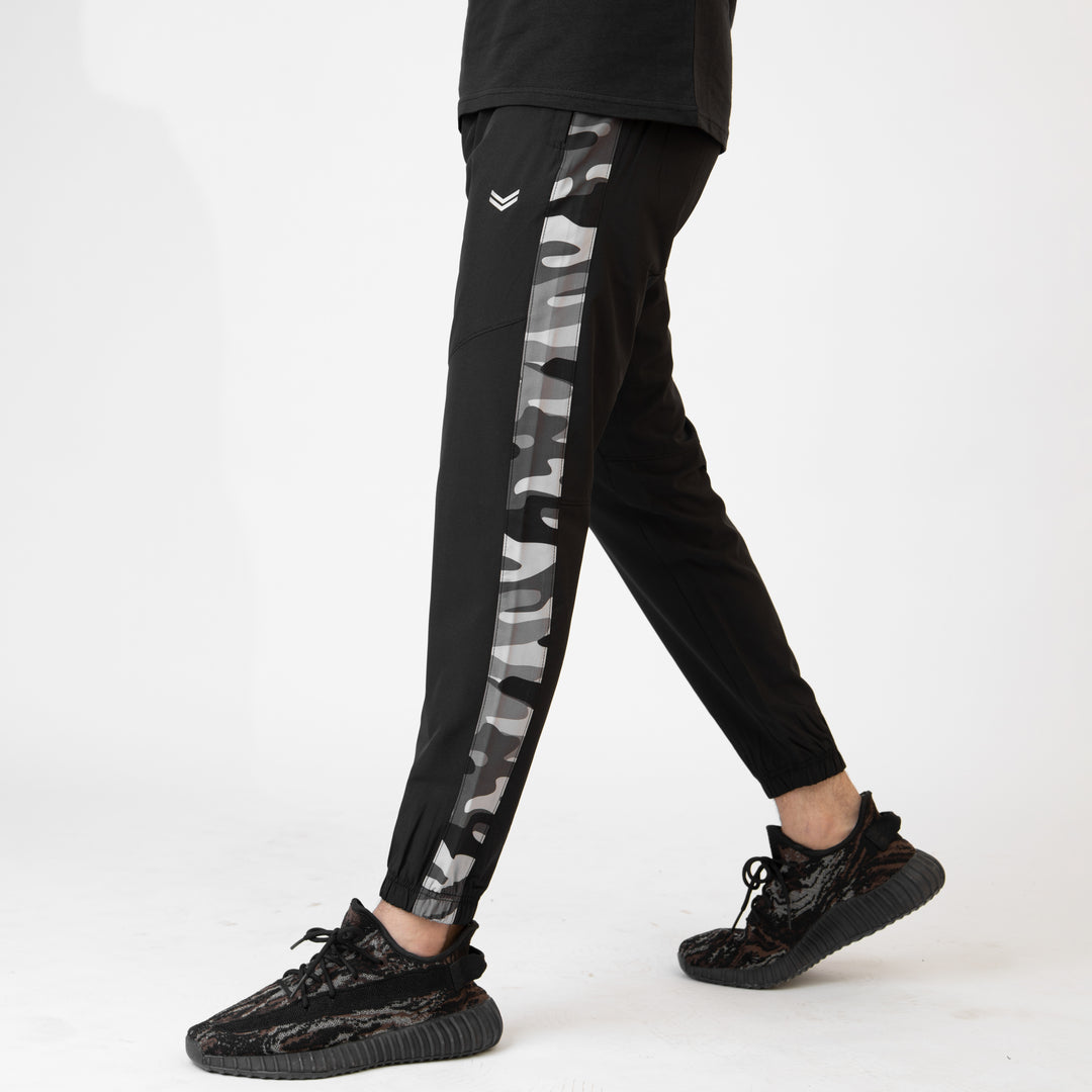 Black Premium Micro Stretch Tech Pants with Camo Panels