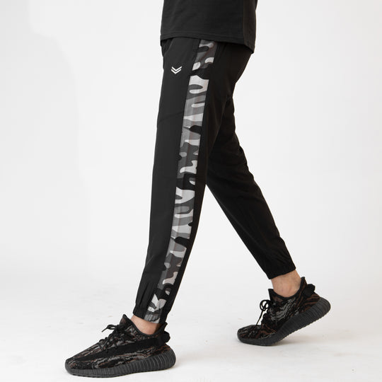 Black Premium Micro Stretch Tech Pants with Camo Panels