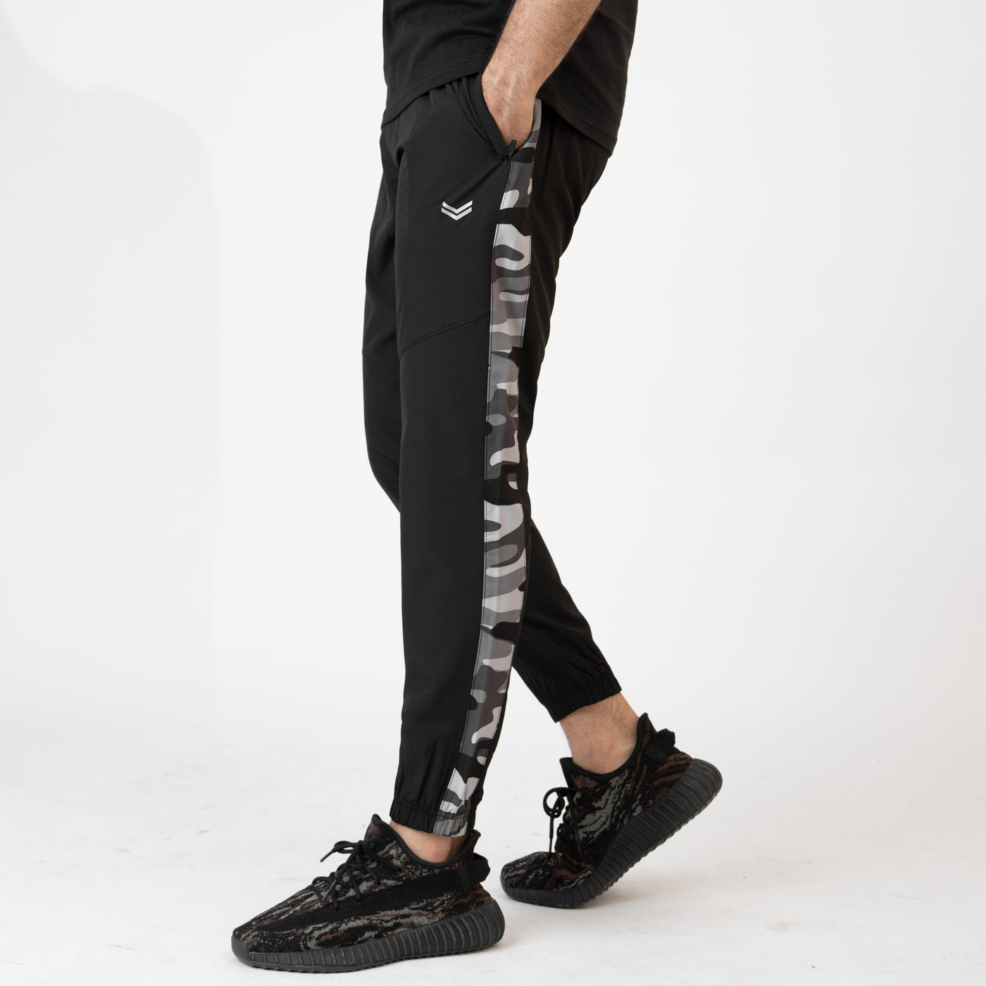 Black Premium Micro Stretch Tech Pants with Camo Panels