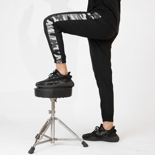 Black Premium Micro Stretch Tech Pants with Camo Panels