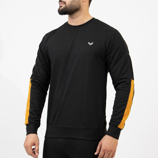 Black Sweatshirt with Mustard Half Panels