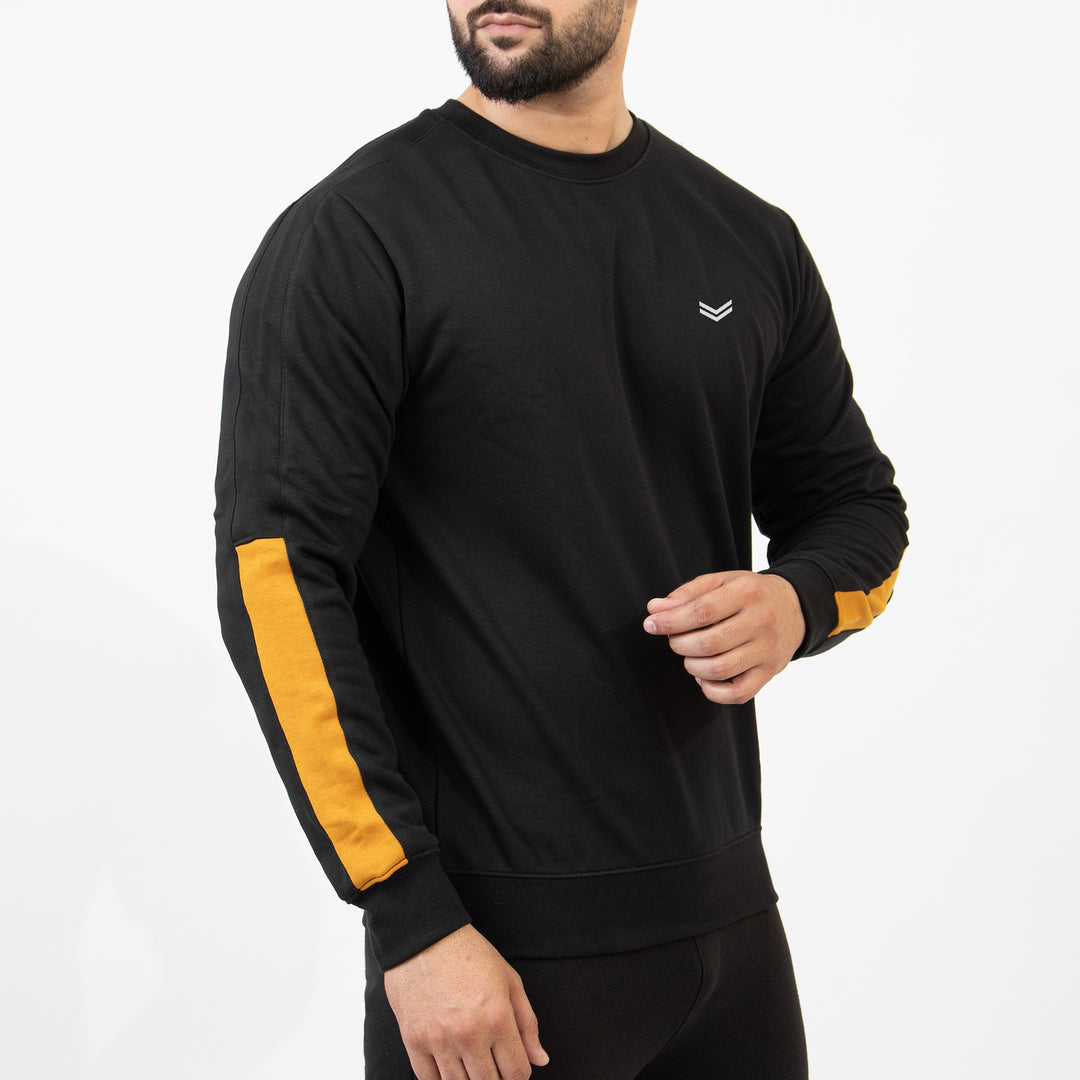 Black Sweatshirt with Mustard Half Panels