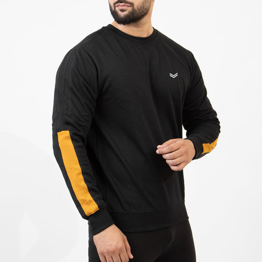 Black Sweatshirt with Mustard Half Panels
