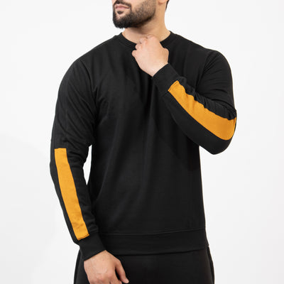 Black Sweatshirt with Mustard Half Panels