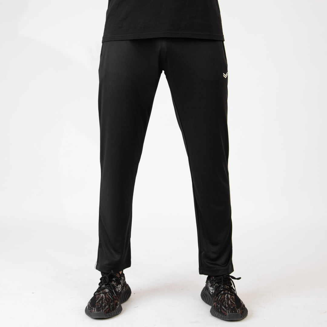 Black Relax Fit Quick Dry Bottoms with White Piping
