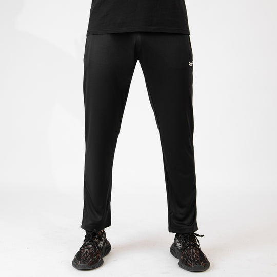 Black Relax Fit Quick Dry Bottoms with White Piping