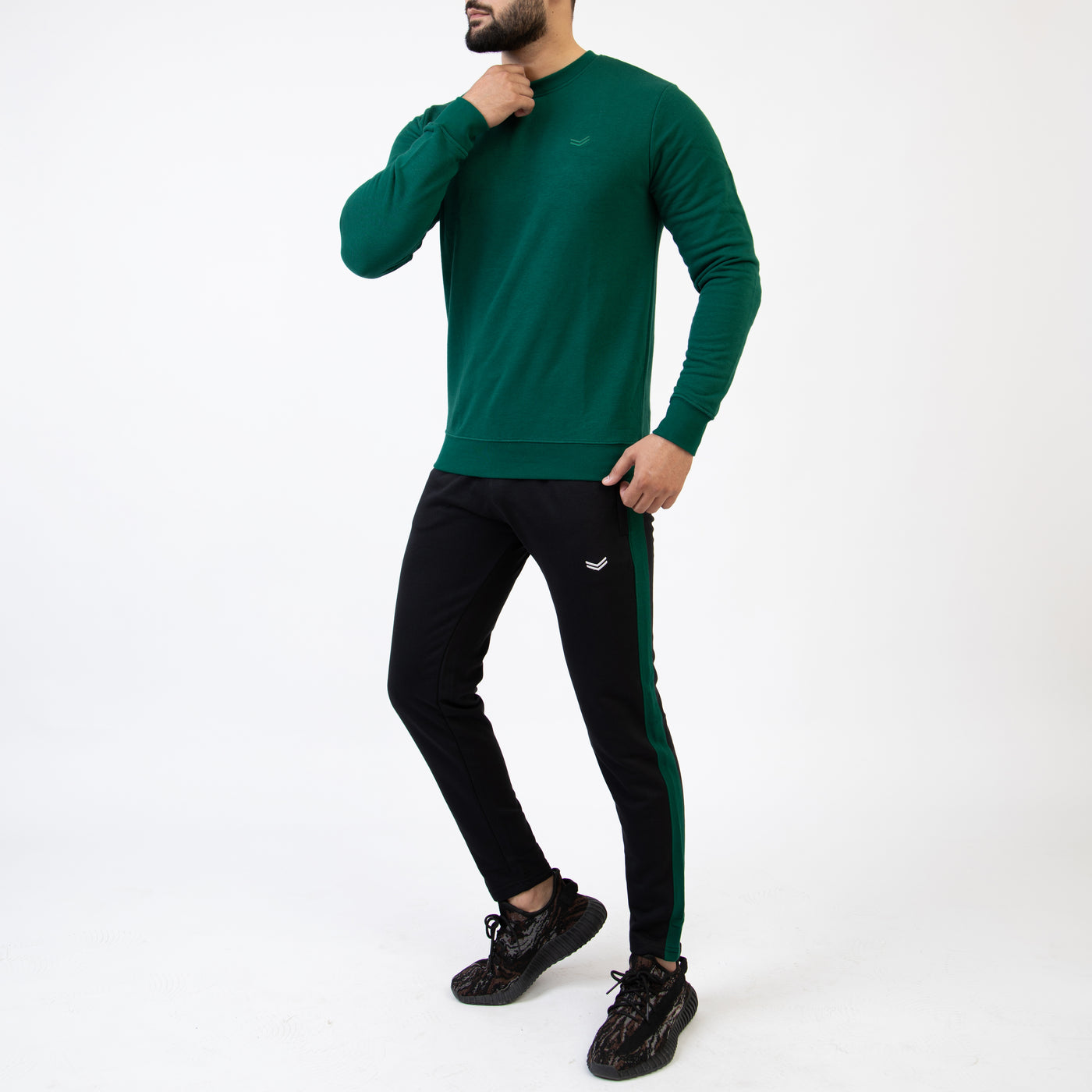 Green & Black Tracksuit with Plain Sweatshirt