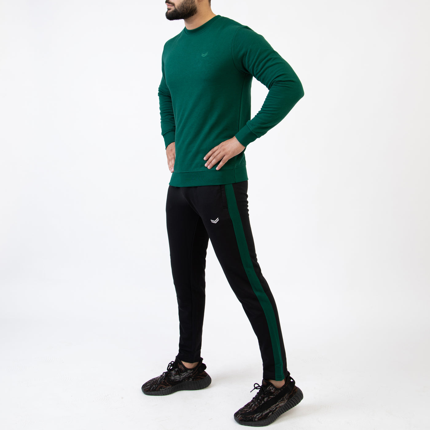 Green & Black Tracksuit with Plain Sweatshirt
