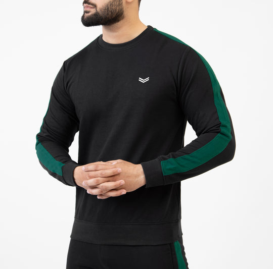 Black Sweatshirt with Green Panels