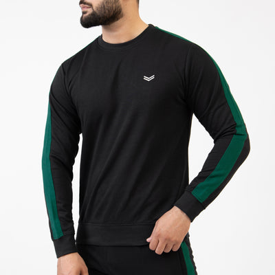 Black Sweatshirt with Green Panels