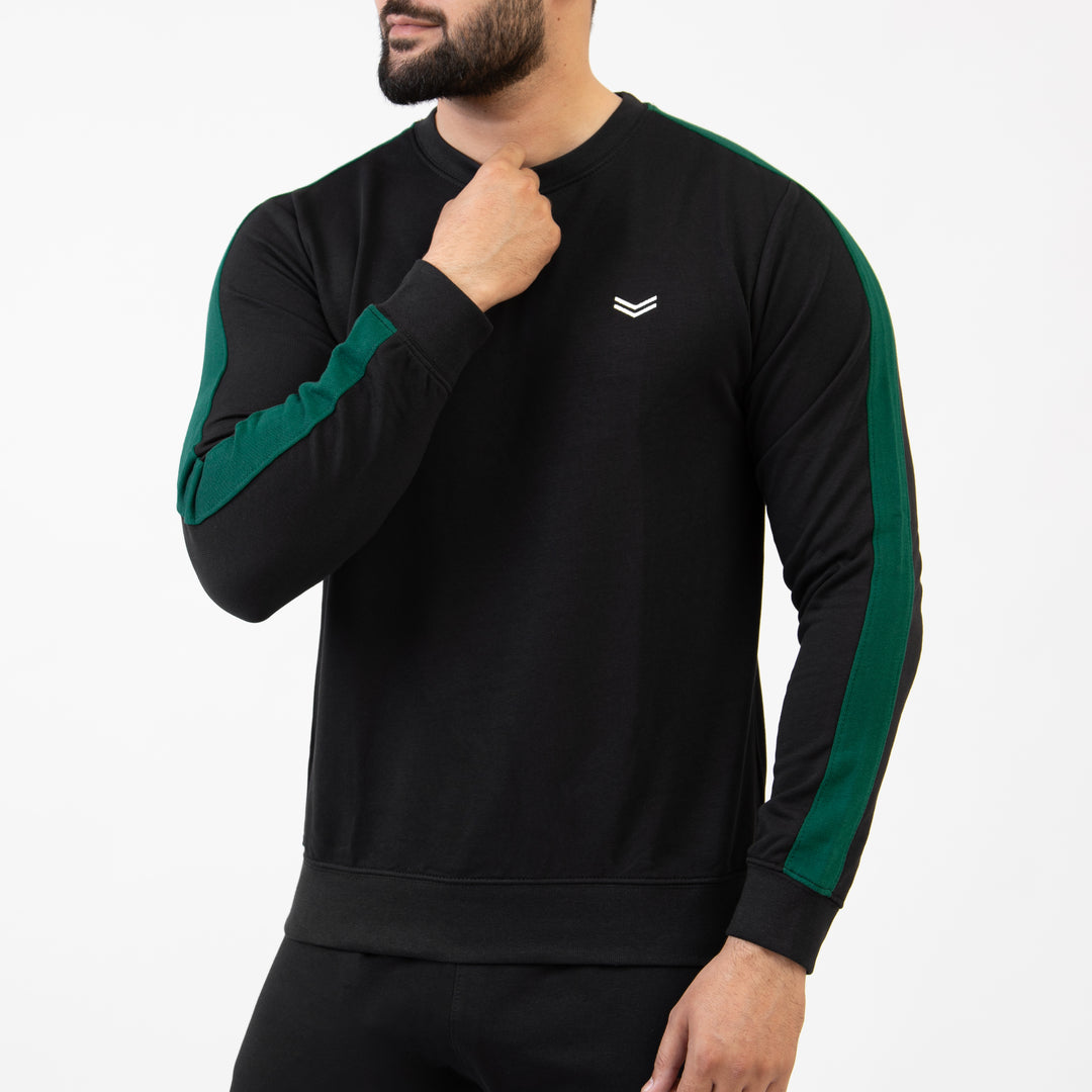 Black Sweatshirt with Green Panels