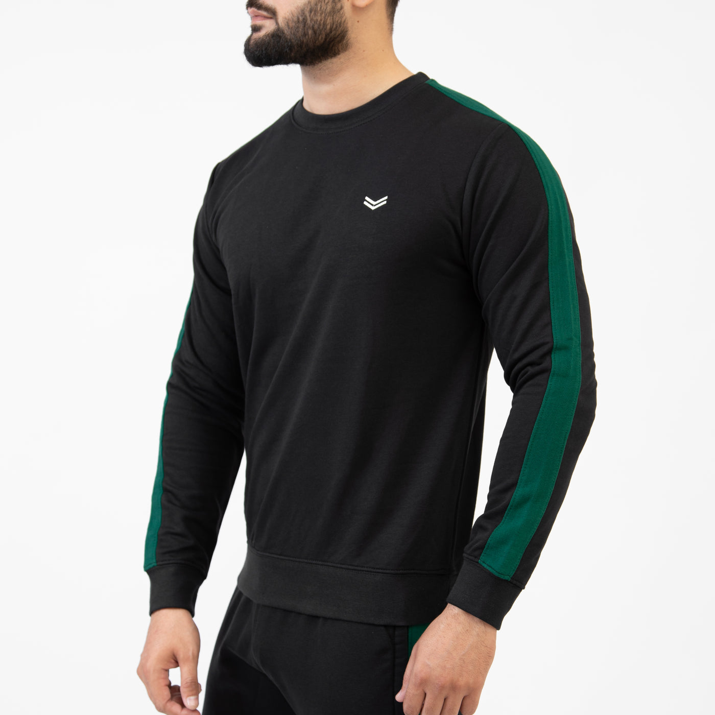 Black Sweatshirt with Green Panels
