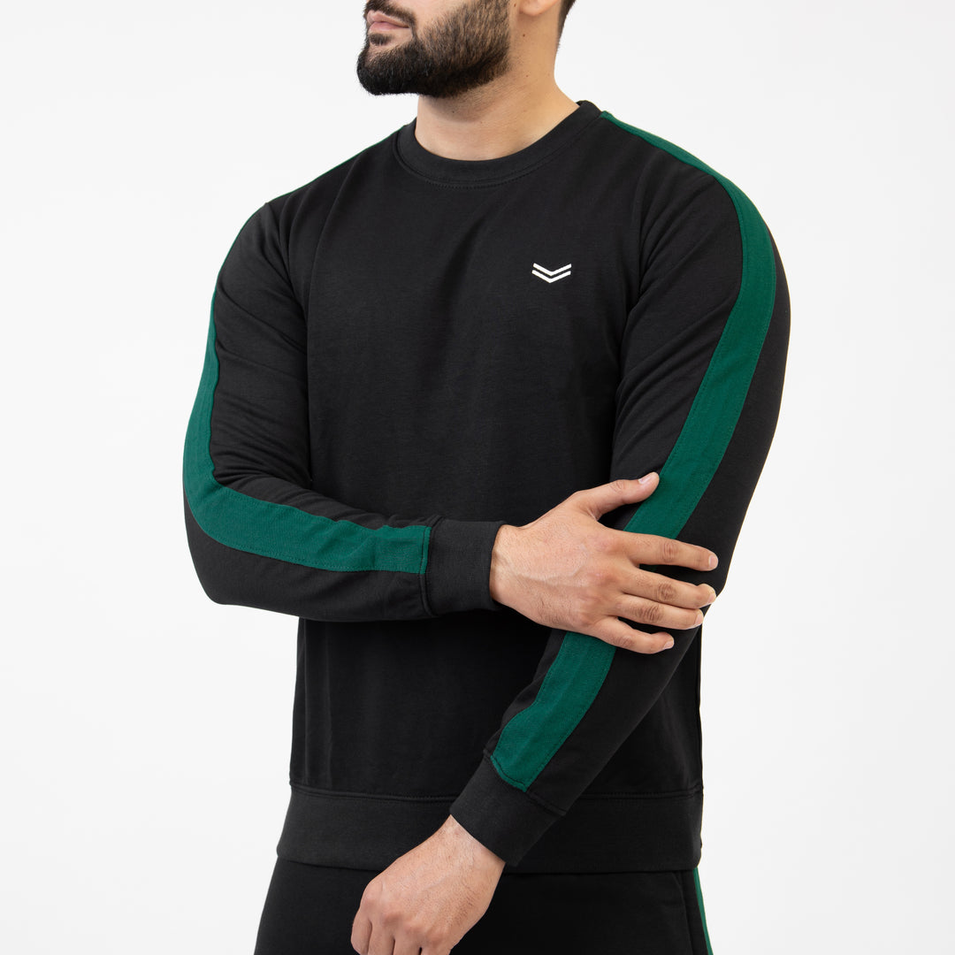 Black Sweatshirt with Green Panels