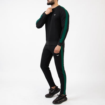 Black Tracksuit with Green Panels