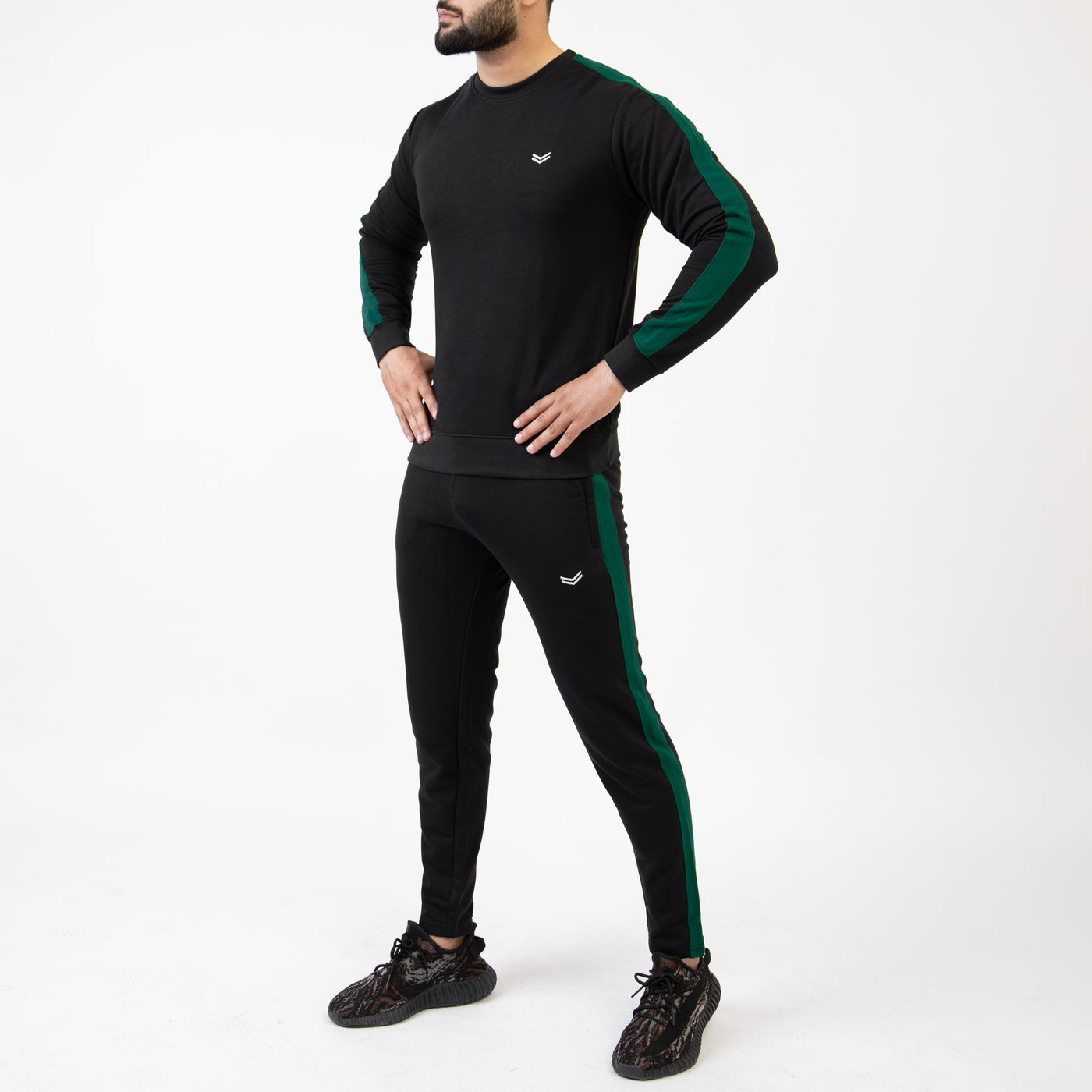 Black Tracksuit with Green Panels