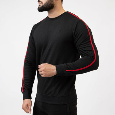 Black Sweatshirt With Red Contrast Tape