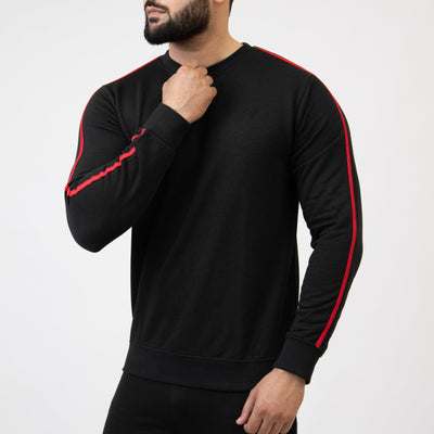 Black Sweatshirt With Red Contrast Tape
