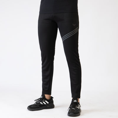 Black Quick Dry Bottoms with Three Carbon Reflector Stripes